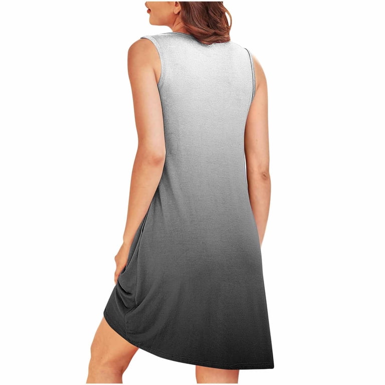 hotojiny Womens Nightgown with Pockets Soft Sleeveless Loose