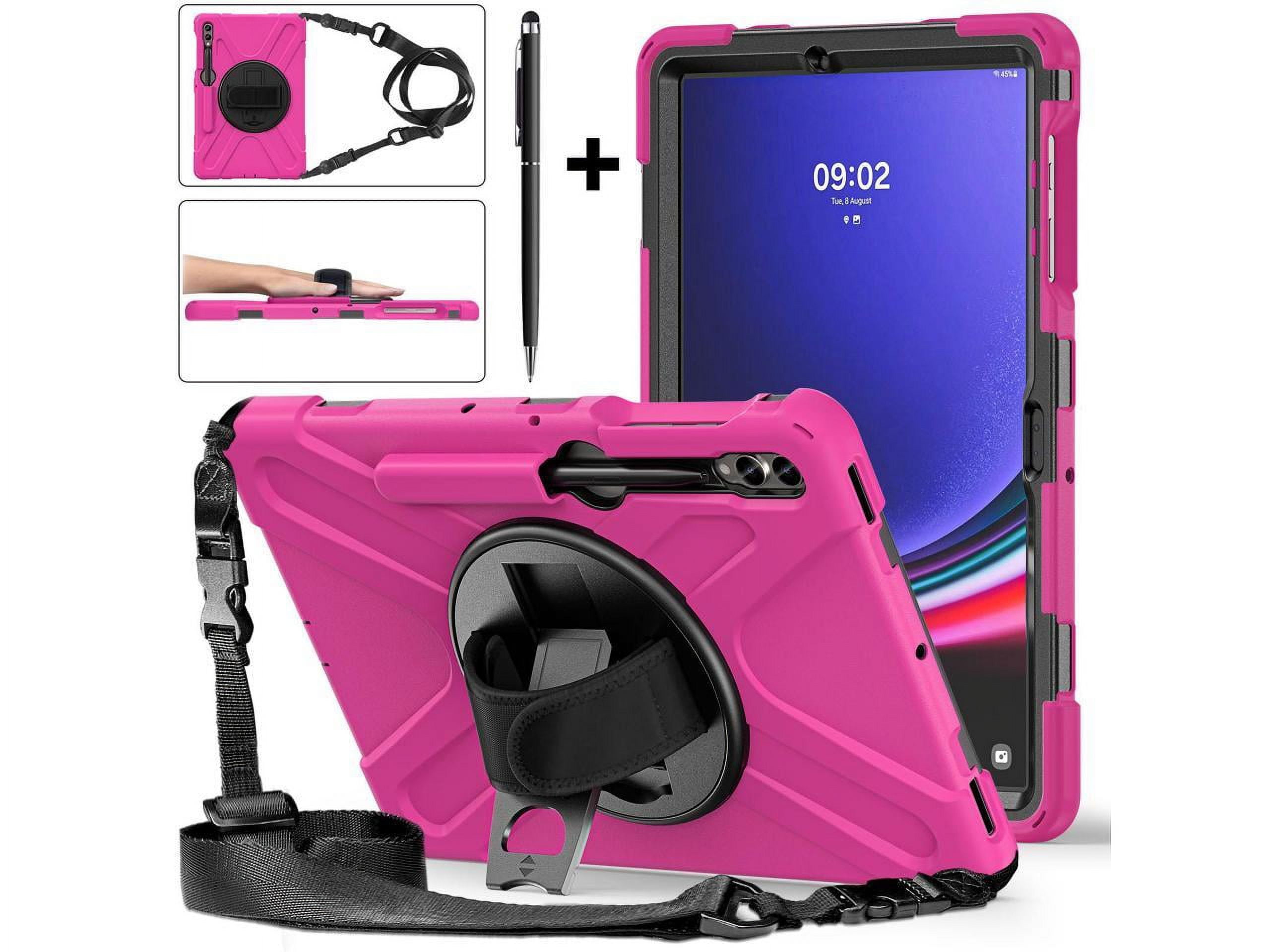 Protective Case for Samsung Galaxy Tab S10 Plus 2024/S9 Plus 2023/S9 FE Plus 2023/S8 Plus 2022/S7 FE 2021/S7 Plus 2020 12.4" Shockproof Cover with Rotating Stand and /Shoulder Strap