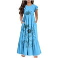 thumbnail image 2 of LOVZFMLL Robe Sans Manches Imprimée à la Mode pour Enfants Robe d'Été Décontractée Col Rond, 2 of 7