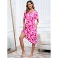 thumbnail image 3 of PinkBeautiM Print Nightgown for Women Print Button Short Sleeve House Dresses with Pockets, 3 of 4