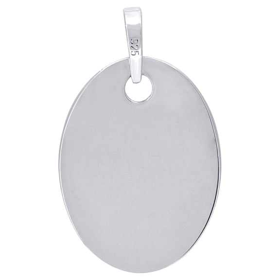 925 Sterling Silver Mens Fashion Oval Disc Charm Pendant 34.8x18.4mm Wide Necklace for Men