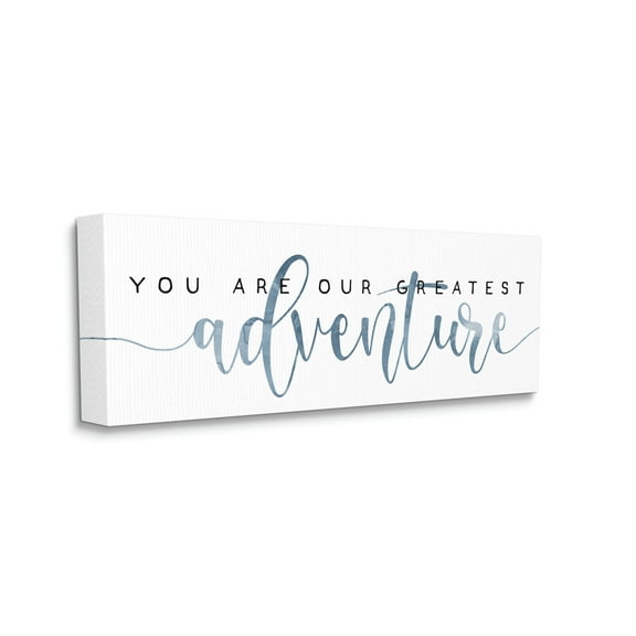 Stupell Industries You're Our Greatest Adventure Family Quote Blue Pattern Modern Painting Gallery-Wrapped Canvas Print Wall Art, 10 x 24, Design by Daphne Polselli