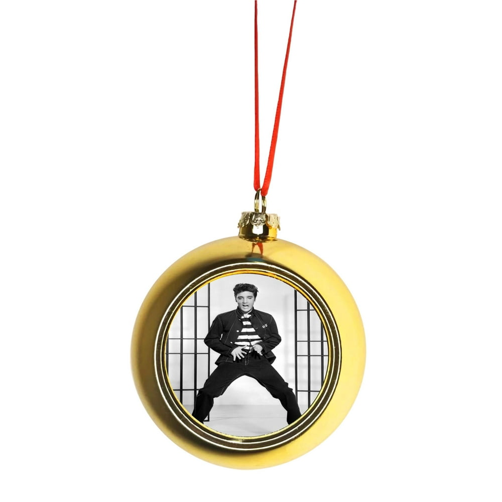 Elvis Presley Jailhouse Rock Dance Bauble Christmas Ornaments Gold