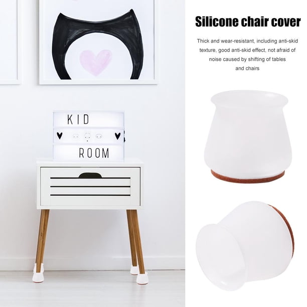Protector de patas de silla de silicona, tapa de extremo de mesa duradera antideslizante (marrón blanco)