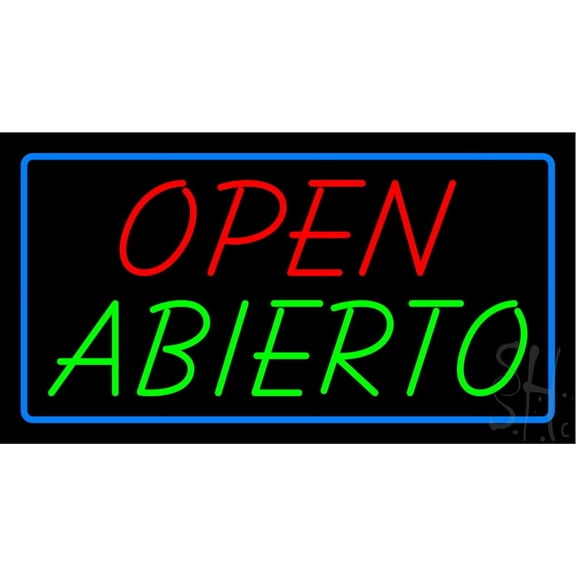 Red Open Green Abierto LED Neon Sign 20 x 37 - inches, Black Square Cut Acrylic Backing, with Dimmer - Bright and Premium built indoor LED Neon Sign for restaurant window and interior decor.