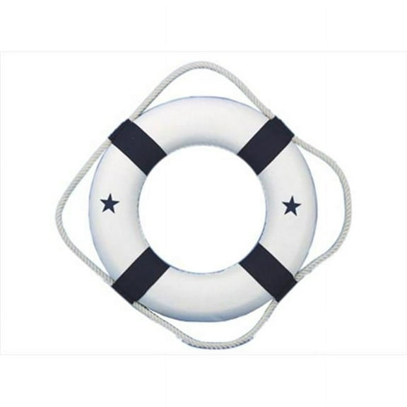 Handcrafted Model Ships New-Lifering-6-blue Classic White Decorative Lifering With Blue Bands 6 in.