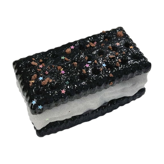 Cookie Inspired Mud Texture Squishy Squishy for Adults Black and Pink Cookie Shaped Sensory Gadget Soft Tactile Office Desk Accessory Rebound Pressure Relief Tool 1 Pack