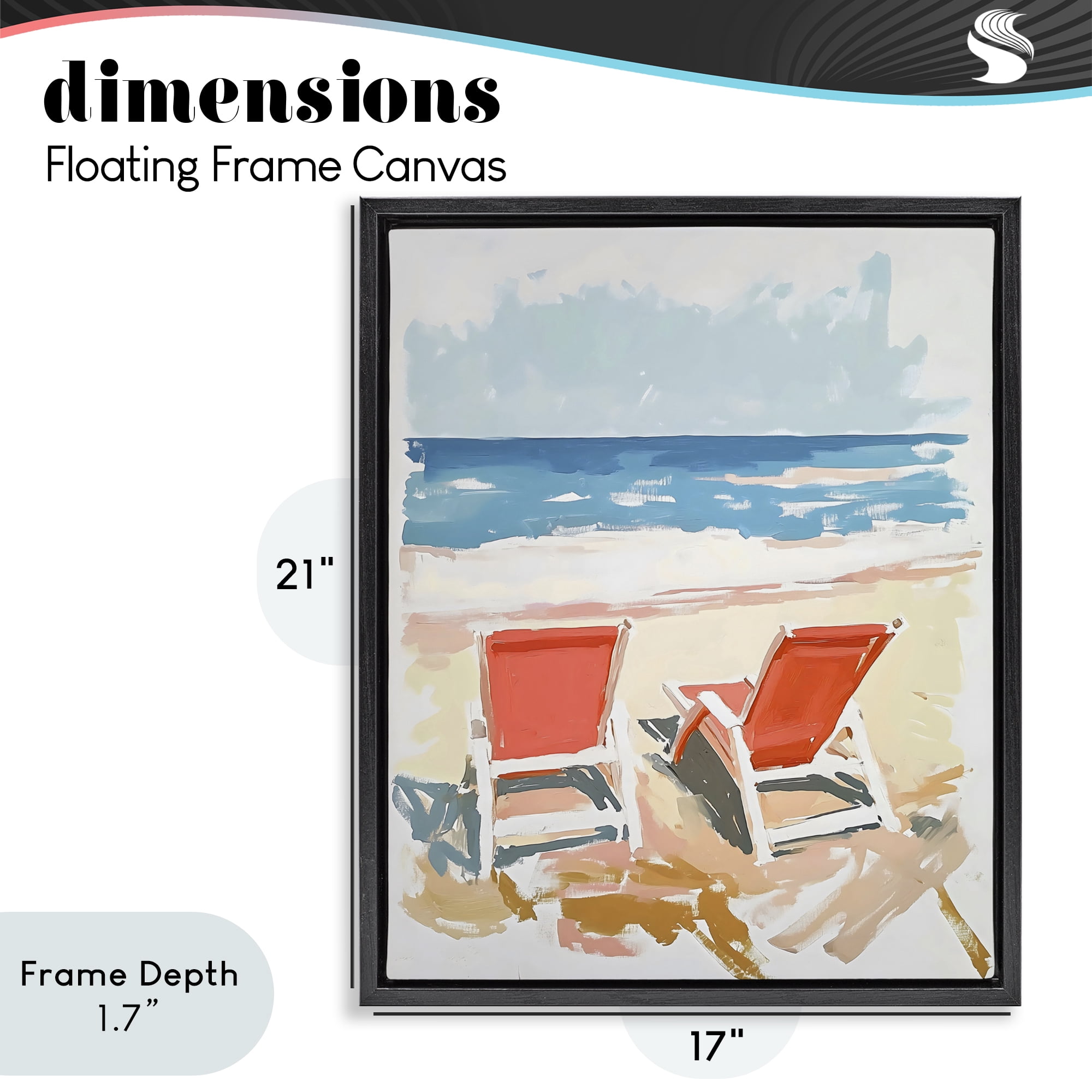 Stupell Industries Two Sunlit Beach Chairs Black Framed Floater Canvas Wall Art, design by The Prints Vibe