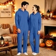 thumbnail image 3 of ZHOGXU Hooded Jumpsuits Unisex Zipper Front Bodysuit Cozy Lightweight Hoodie Rompers Loungewear,Dark Blue,XXXXL, 3 of 9