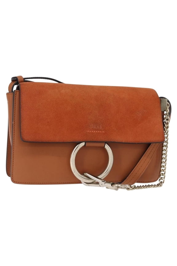 Pre-Owned Chloe Faye Shoulder Bag Leather And Suede Brown Suede Shoulder Bag Bag