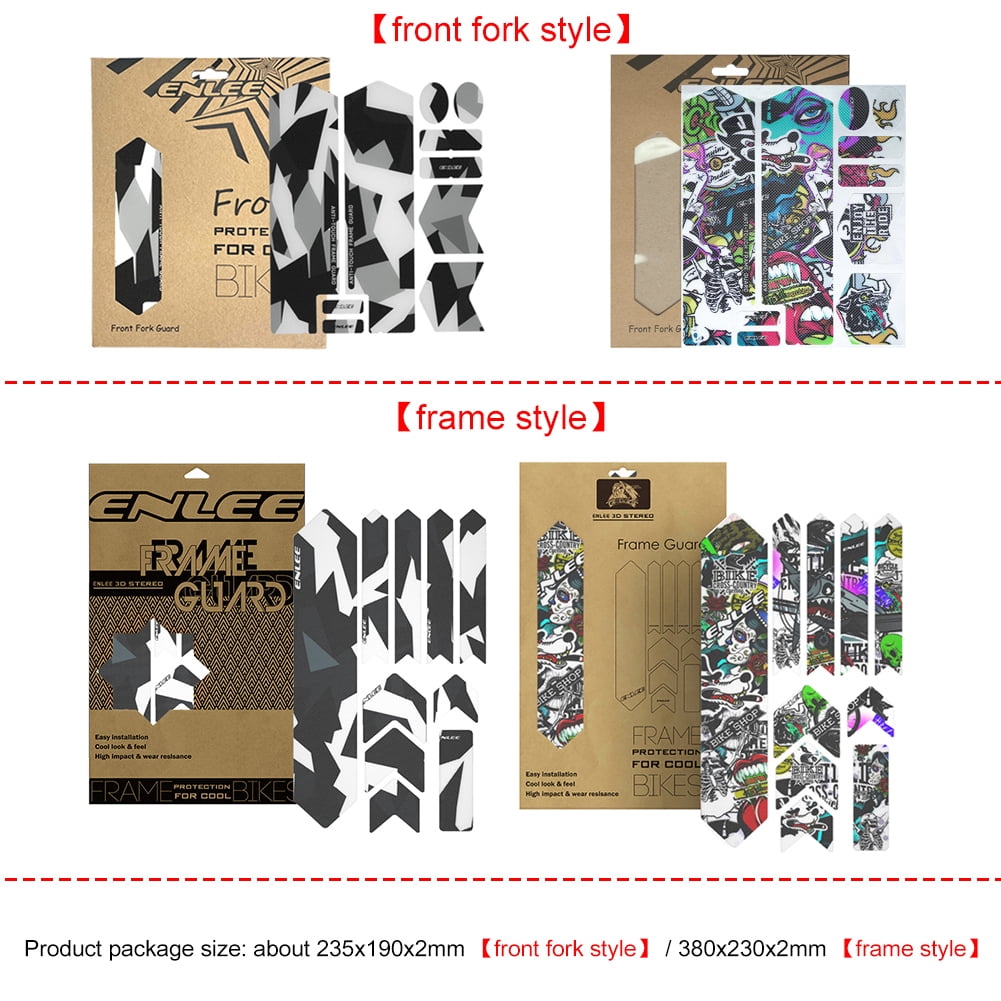 BLEEUS 3D Protective Stickers Mtb Road Bike Frame Sticker Cycling Essentials (Fork Graffiti)