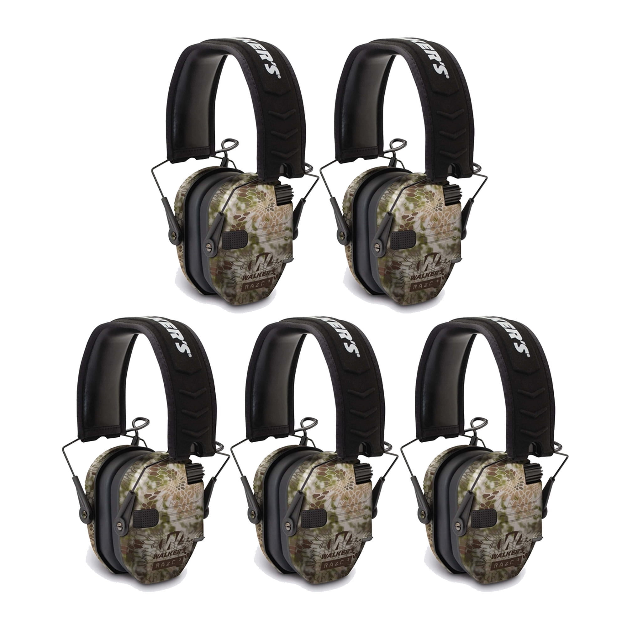 Walkers Razor Slim Electronic Shooting Ear Muff (Kryptek Camo) 5Pack