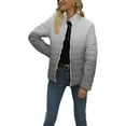 thumbnail image 3 of hirigin Women Gradient Color Packable Crop Down Jacket Winter Warm Lightweight Long Sleeve Zip Up Quilted Puffer Jacket Coat (Gradient White , S ), 3 of 5