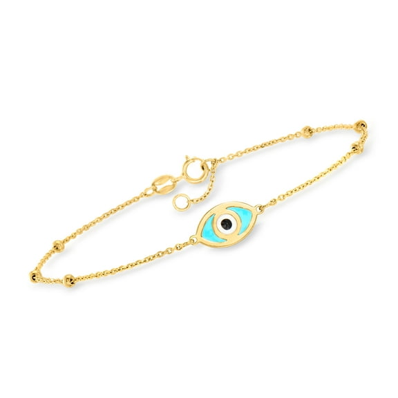 Pure Collection by Ross-Simons Italian 14kt Yellow Gold Evil Eye Bracelet With Multicolored Enamel, Women's, Adult