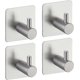 thumbnail image 1 of UBIUO Towel Hook Adhesive, Bathroom Robe Hook, Heavy Duty Wall Hook for Bedroom, Kitchen, Closet, SUS304 Stainless Steel Brushed Finish, 4 Pack, A7060, 1 of 4