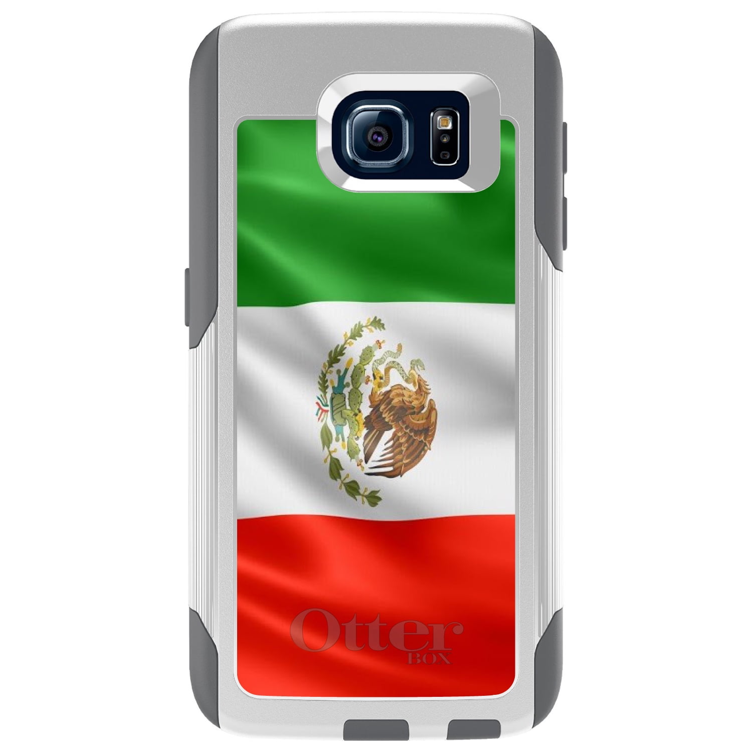 DistinctInk Custom White OtterBox Commuter Series Case for Samsung Galaxy S6 Red...