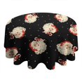 thumbnail image 4 of Black Christmas Santa Pattern Round Tablecloth 60"x60",Wrinkle Wipeable Table Cloth for Kitchen Dining Room Picnic Patio Party, 4 of 6