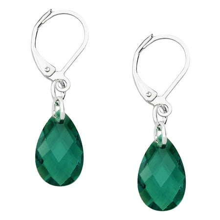 - Falari Glass Crystal Tear Drop Shaped Earring Emerald