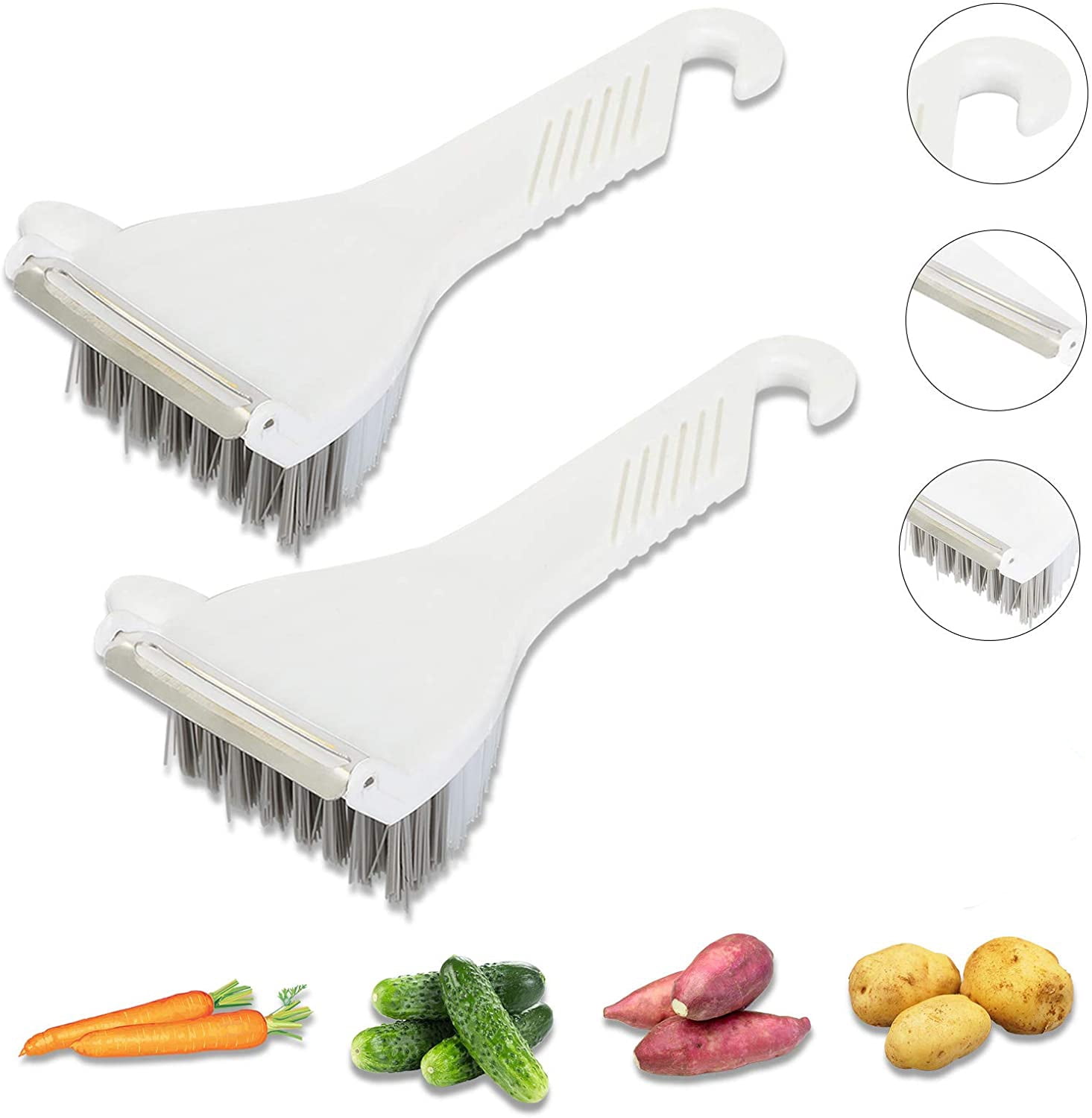 Vegetable Brush Potato Scrubber Brush, NonSlip Durable Handle with
