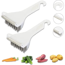 Lot de 2 brosses à légumes réutilisables en silicone avec poignée antidérapante pour pommes de terre, carottes, maïs