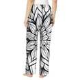 thumbnail image 3 of Picia Mandala Floral Line Art Womens Soft Woven Cotton Elastic Waistband Sleep Pajama Pant Lounge Sleep Pant With Pockets And Drawstring-Medium, 3 of 9