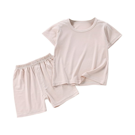 Summer Savings Clearance! Edvintorg 6Months-7Years Children Clothing Set Boy Girl Clothes Summer Suit Baby Sets Baby Boys And Girls Round Neck Short Sleeved Solid Color T-Shirt Low Waisted Shorts Set