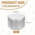 thumbnail image 2 of 3oz Candle Tins, 12pcs Metal Candle Tins Jars with Lids Round Empty Tin Can Containers Bulk for Storage Tea and Making DIY Arts Crafts Christmas Gifts, Silver, 2 of 7