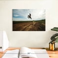 thumbnail image 3 of Elephant Stock Motocross Jump Wall Art - Horizontal Canvas Wall Art - Living Room Wall Decor - Sports Canvas - Blue And Brown Decor - 12" x 8", 3 of 8