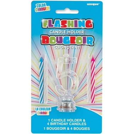 - Blinking Number 5 Cake Decoration and Candles, 5-Piece Set, Multicolor
