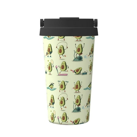 

Susaid Avocado for Exercise Print Coffee Travel Mug Insulated Coffee Mug with Lid Leakproof Coffee Thermos Coffee Tumbler for Hot&Cold Drinks