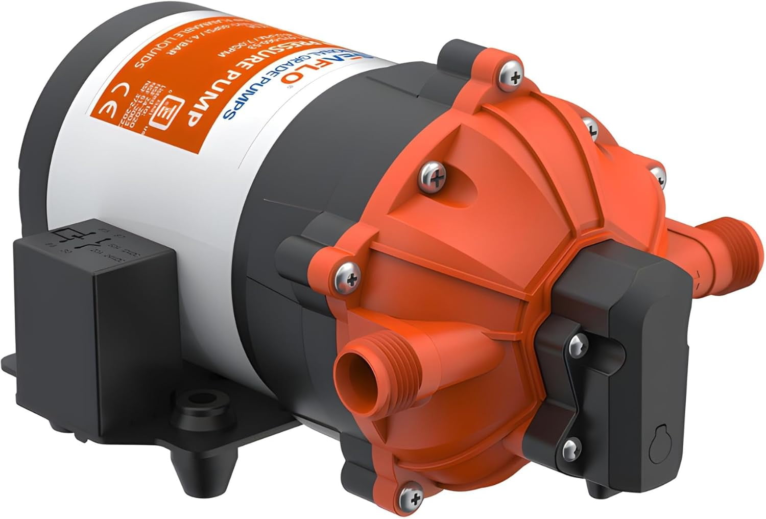 SEAFLO 53-Series DC Diaphragm Water Pump – 7.0 GPM, 60 PSI, 12V | Heavy-Duty, Self-Priming, Bypass with Pressure Switch, Continuous Duty, 4-Year Warranty