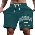 thumbnail image 1 of Pantalones cortos casuales con estampado de letras estilo urbano para hombre, ligeramente elásticos, de poliéster, 1 of 4