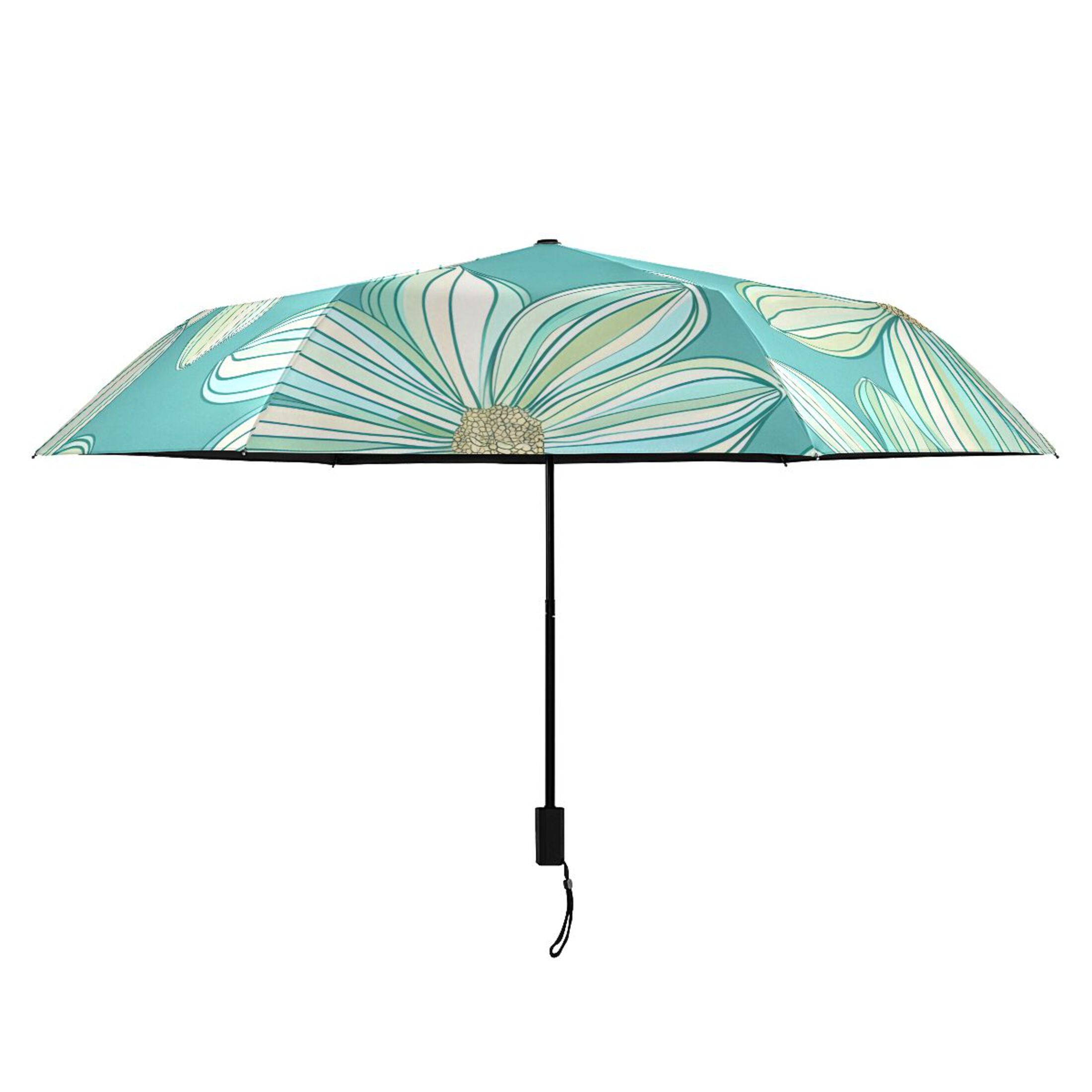 Compact Sun Umbrella Windproof Travel Umbrellas for Rain Strong Portable UV Protection Watercolor Daisy Flowers