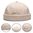 thumbnail image 4 of Visland Women Men Beanie Hat, Fashion Casual Vintage Retro Solid Color Brimless Soft Cozy Cotton Winter Head Warm Adjustable Skullcap Sailor Cap for Outdoor Daily Wear, 4 of 7