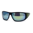 thumbnail image 1 of Choppers Mens Spider Web Print Rectangular Warp Biker Motorcycle Sunglasses Yellow Mirror, 1 of 4