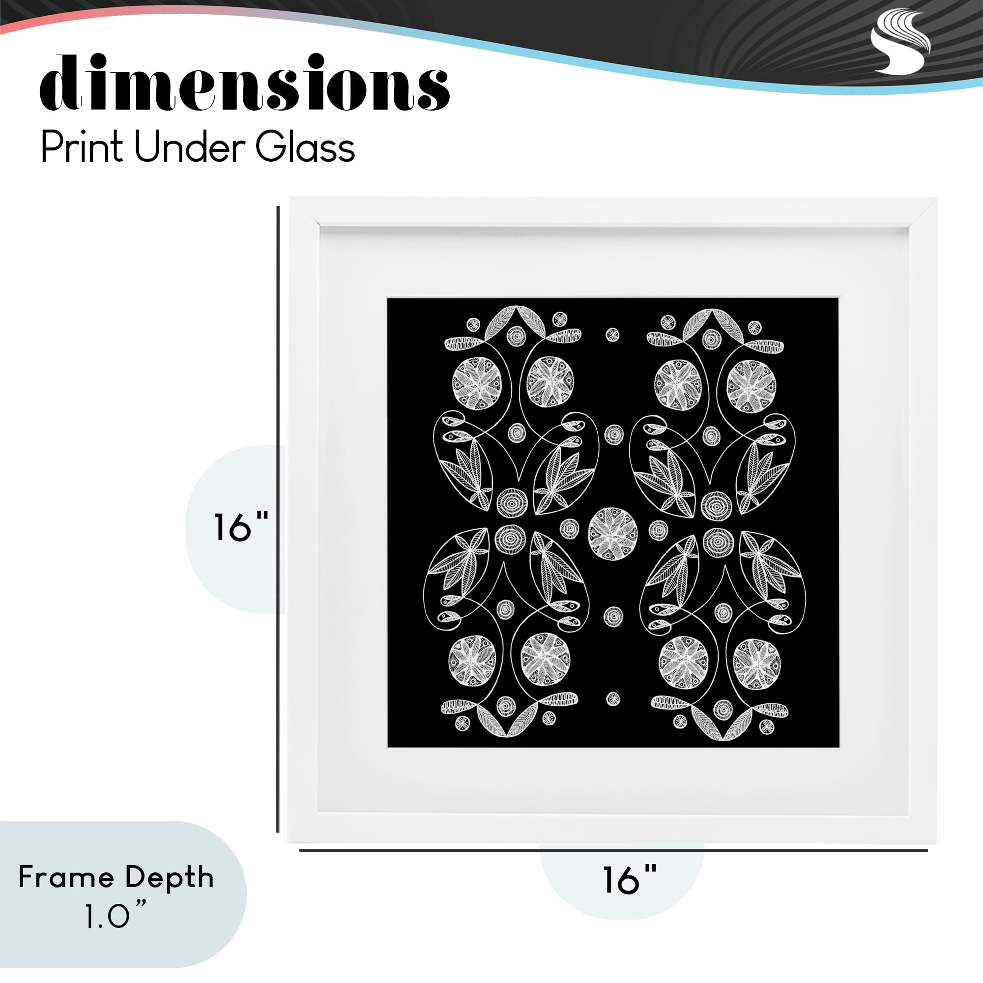 Stupell Industries Symmetrical Flower-Like Patterns White Framed Print Under Glass, design by El Perkin