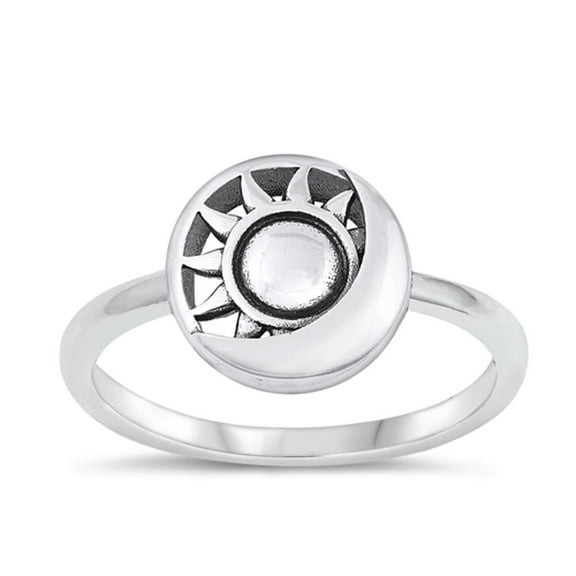 Fashion Sun & Moon Ring .925 Sterling Silver Oxidized Band Jewelry Female Male Unisex Size 7