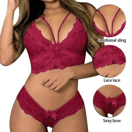 

QAZXD Lingerie for Women Stretchy Lace Babydoll Charm Bodysuit（Red，M）