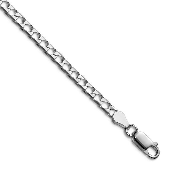 925 Sterling Silver Rhodium Plated 3.25mm Sparkle-Cut Square Curb Chain Necklace 22 Inch Chain Necklace for Women and Me
