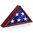 thumbnail image 1 of ASmileIndeep Flag Display Case for Small Flag, 3' x 5' American Flag Shadow Box with HD Tempered Glass and Wall Mount (Not for Burial Flag), Triangle Flag Holder Frame for Folded Flag - Mahogany, 1 of 4