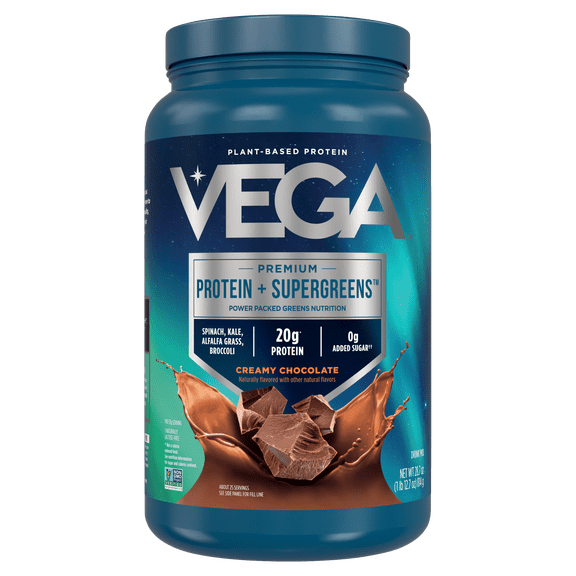 Vega - Protein & Greens Plant-Based Protein Powder, Chocolate, Gluten-Free, 20g Protein, 25 Servings (28.7oz)