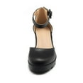 thumbnail image 3 of kkdom Women High Heels Closed Toe Platform Chunky Heels Pumps Wedding Shoes Black Size 8.5, 3 of 6