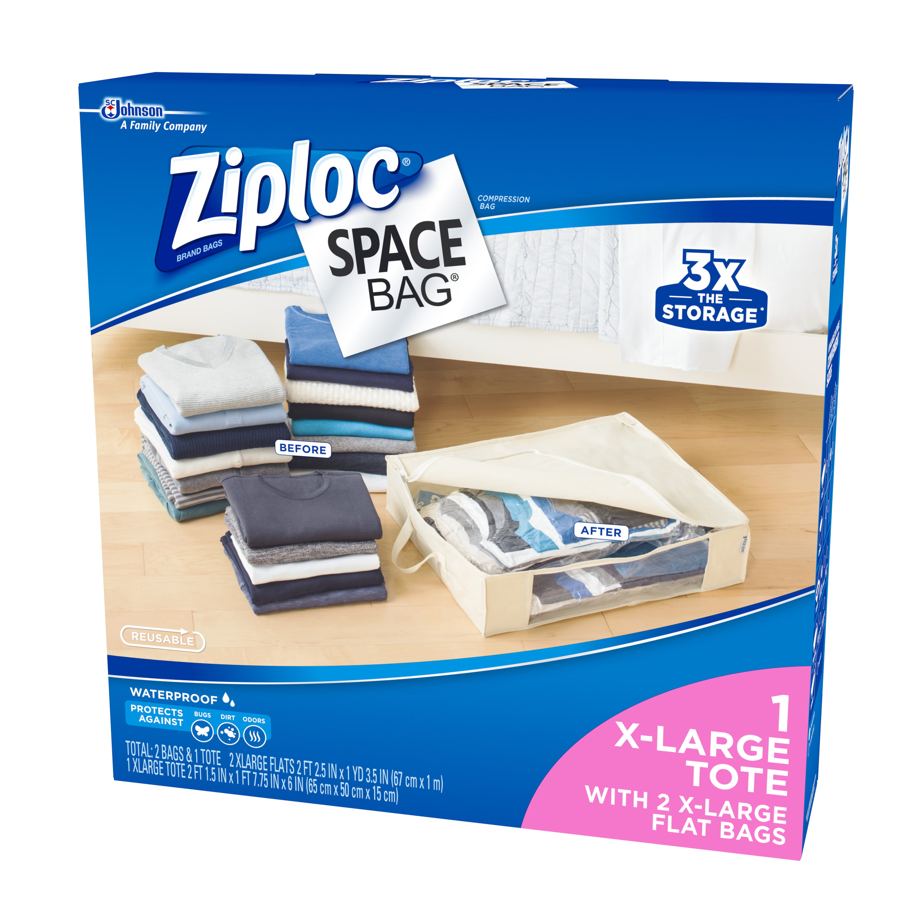 Johnson Ziploc Brand Bags Space Bag Flat Bag Organizer System 