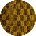 thumbnail image 1 of Ahgly Company Indoor Round Checkered Yellow Modern Area Rugs, 4' Round, 1 of 4