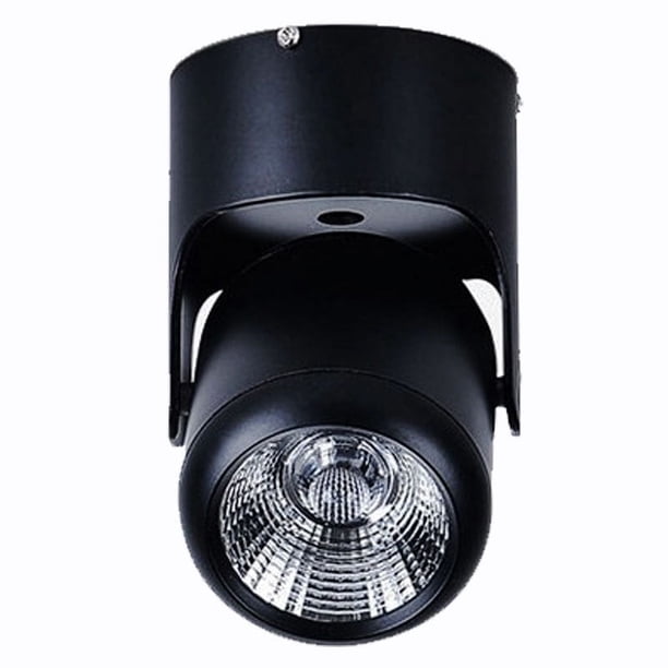 Foco interior negro, foco de techo LED blanco Foco de techo ajustable (luz blanca cálida)