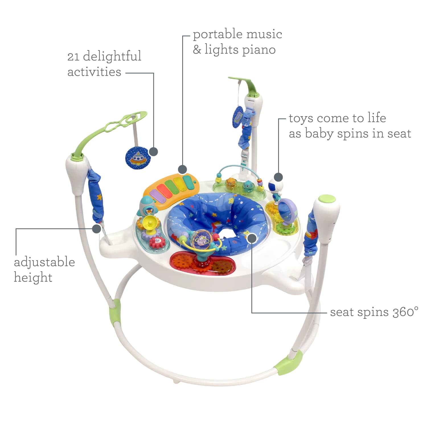 Open Box Infantino Magic Motion Activity Jumper: Space-Themed Adventure for Little Explorers, Unisex, 4+ Months