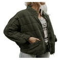 thumbnail image 2 of Women Stand Collar Quilted Jackets Long Sleeve Solid Color Full Zip Padded Jackets, 2 of 5