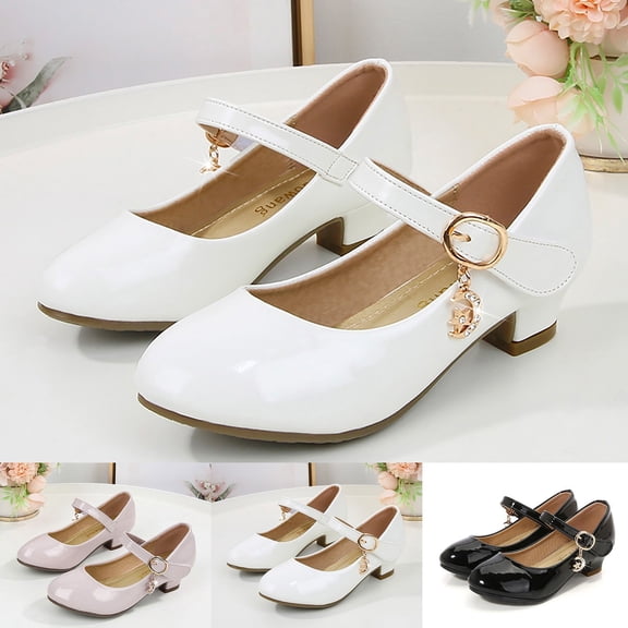CAIXIA Toddler Sandals Girl Girls Dress Shoes Glitter Mary Jane Pumps with Bow, Low Heel Party Wedding Princess Shoes,11-11.5 Years
