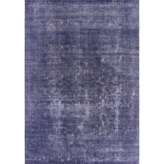 Ahgly Company Indoor Rectangle Mid-Century Modern Dark Slate Blue Purple Oriental Area Rugs, 7' x 9'