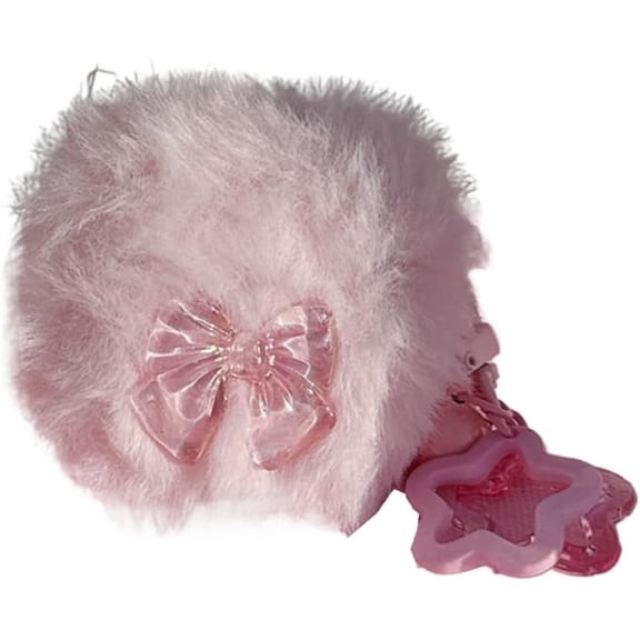 for Airpods 4th Generation Case,Pink Plush Full-Protection Protective Cover with Chain,Soft Earphone Shell for AirPods 4